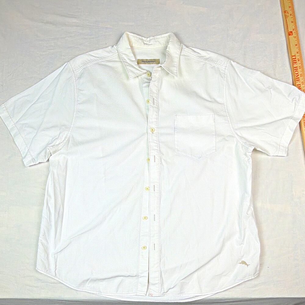 Tommy Bahama Relax Men’s XL White Short Sleeve Cotton Button-Up Pockets
